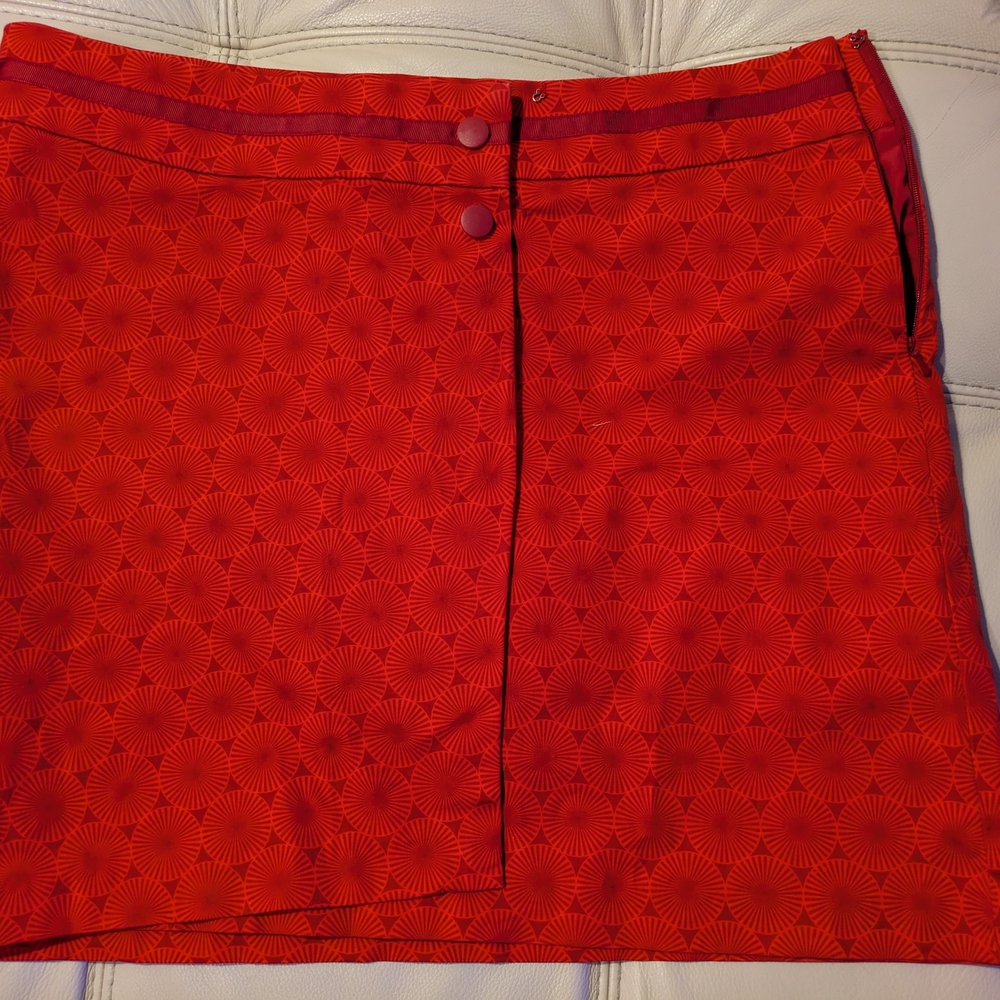 Oxford Red Geometric A-Line Skirt